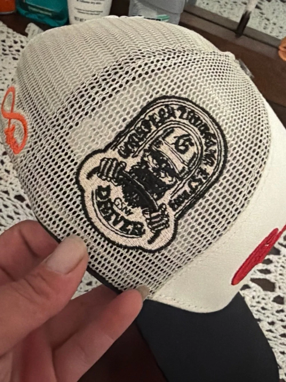 Godspeed Fever Embroidered Two-Tone Trucker Hat - Red, Cream, Black